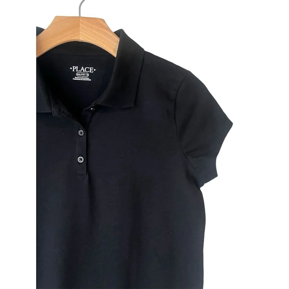 The Children's Place Girls Black Polo Shirt Size 2XL